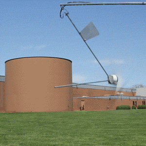 remote location laptop powered by a hanging wind turbine